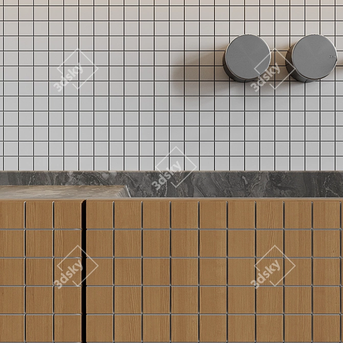 Grid Pattern Bathroom Furniture 3D model image 6