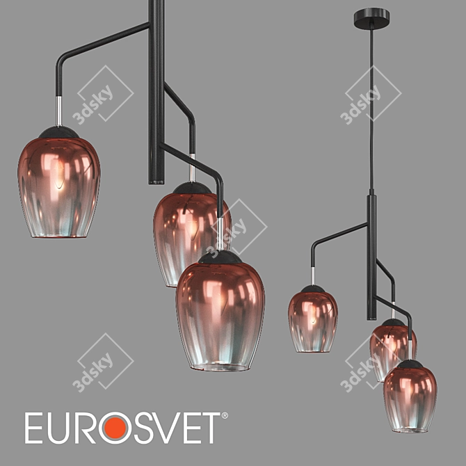 Eurosvet 3-Light Glass Pendant 3D model image 2