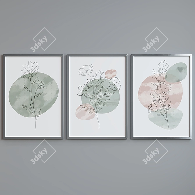 Modern Abstract Picture Frame Set 3D model image 3