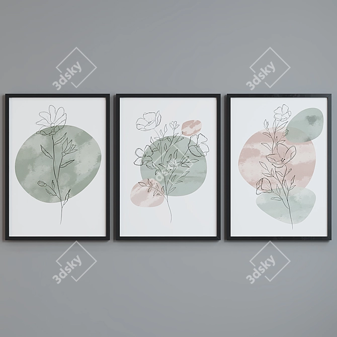 Modern Abstract Picture Frame Set 3D model image 5