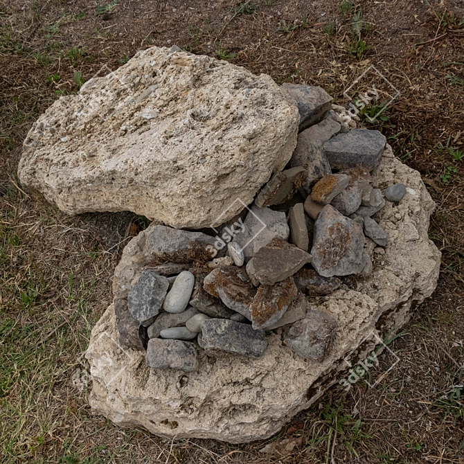 Park Landscape Stone Set 3D model image 7