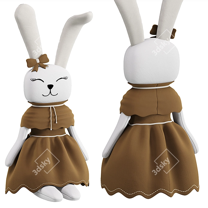 Whimsical Bunny Doll Miniature Figurine 3D model image 5