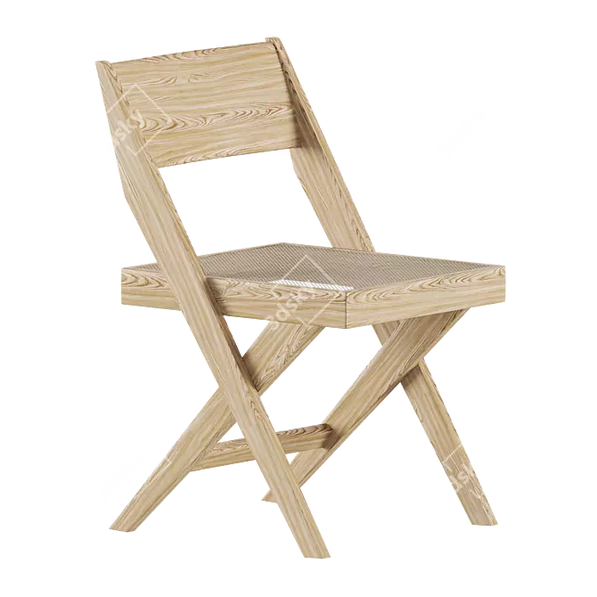 Handcrafted Wooden Library Chair 3D model image 1