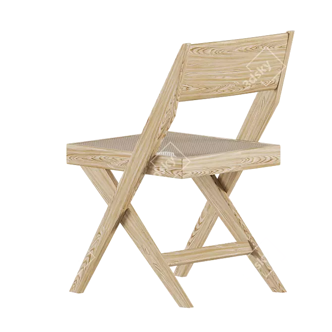 Handcrafted Wooden Library Chair 3D model image 3