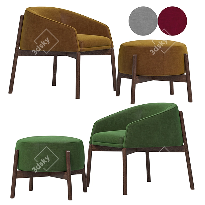 Modern Upholstered Armchair by CTS 3D model image 5