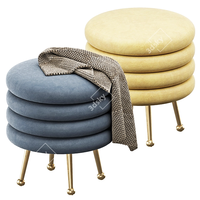 Stacked Pancake Pouf: Unique Design 3D model image 1