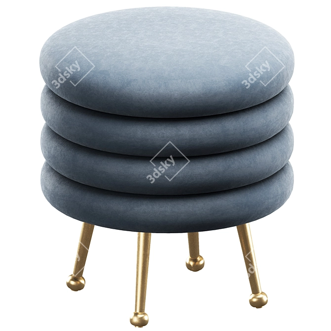 Stacked Pancake Pouf: Unique Design 3D model image 2