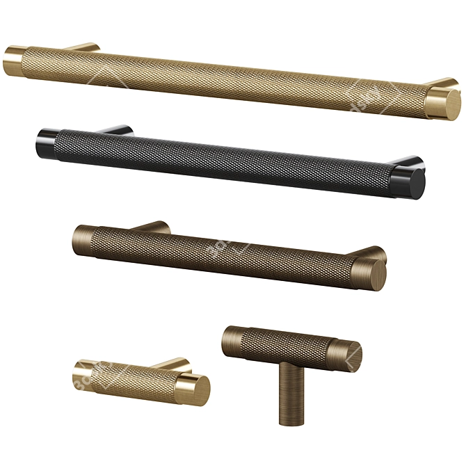 Meraki Solid Brass Handles Set 3D model image 1