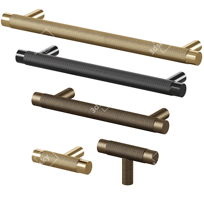 Meraki Solid Brass Handles Set 3D model image 4