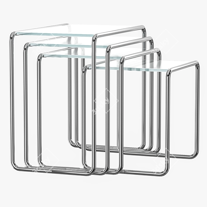 Modern Glass Tables Set by Thonet 3D model image 3