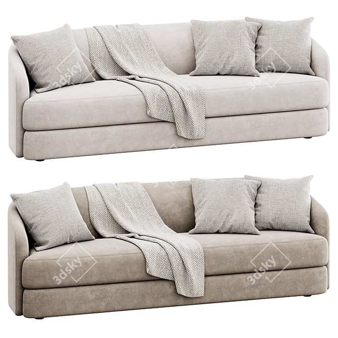 Elegant Covent 3-Seater Sofa 3D model image 3