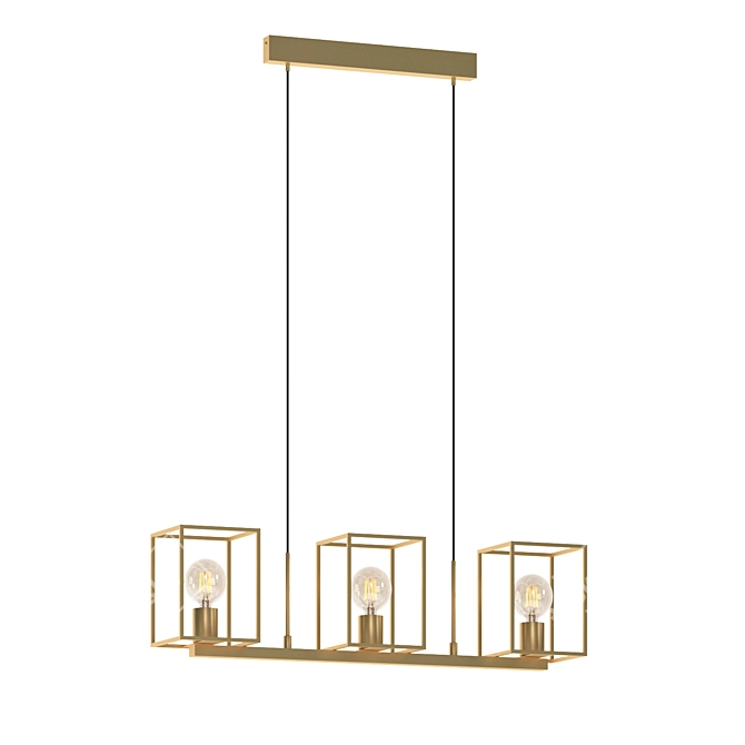 Modern Gold Cube Pendant Light 3D model image 1