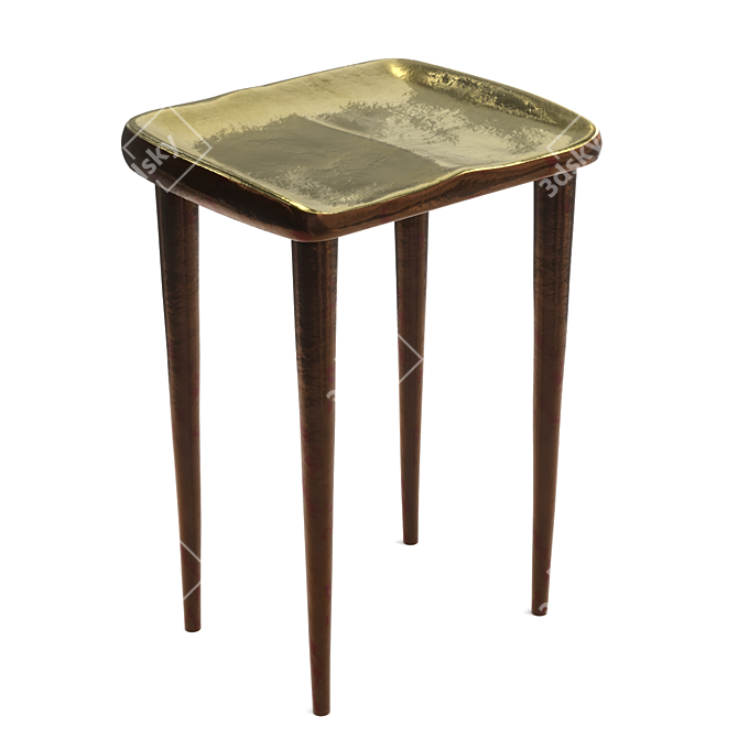 Japanese Patina Bronze Stool Art 3D model image 1