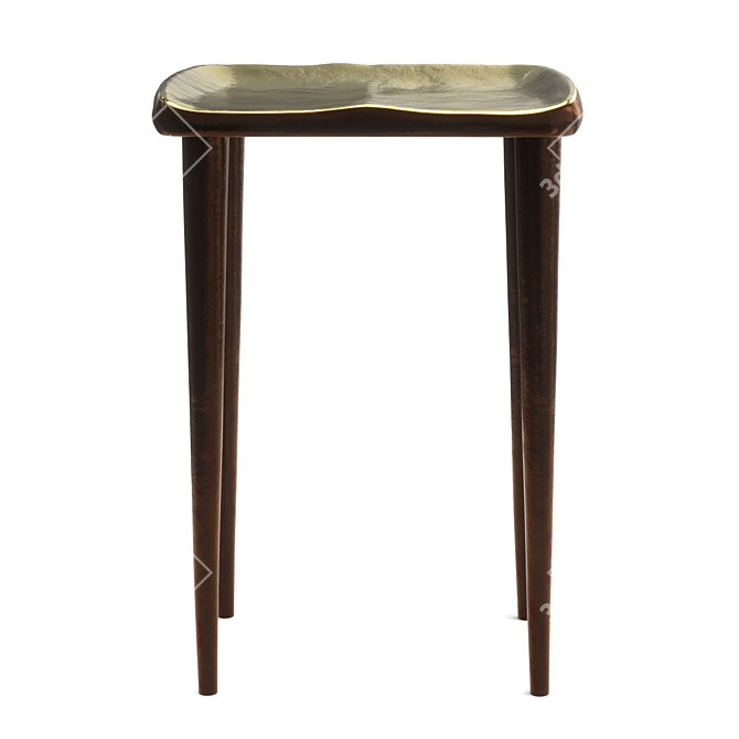 Japanese Patina Bronze Stool Art 3D model image 3