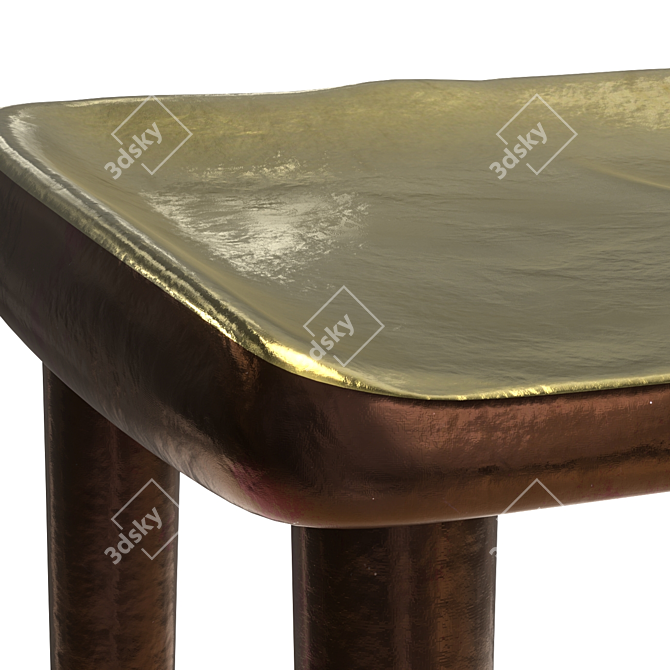 Japanese Patina Bronze Stool Art 3D model image 4