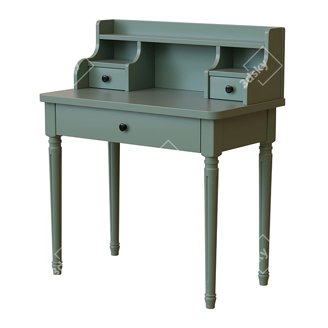 Elegant Eucalyptus Desk with Storage 3D model image 6