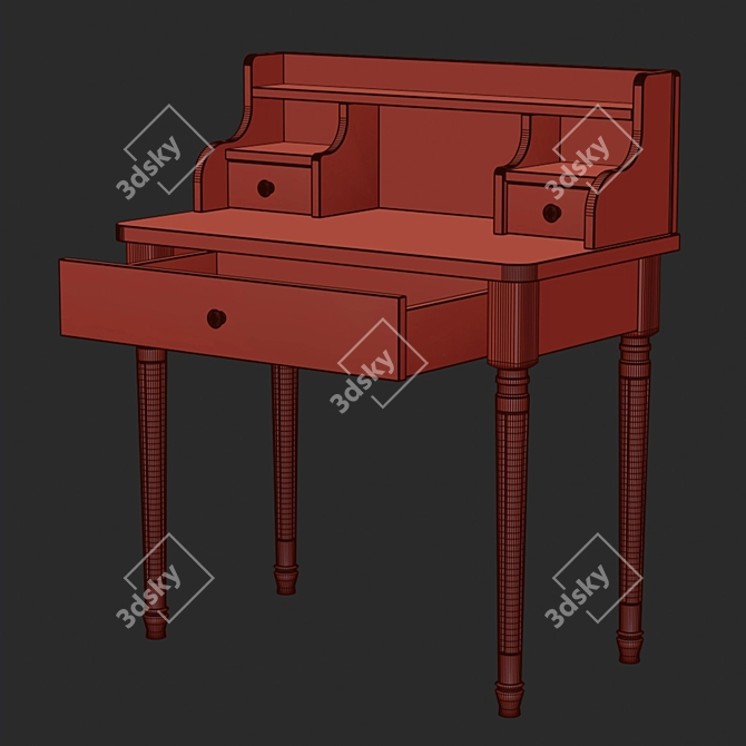 Elegant Eucalyptus Desk with Storage 3D model image 10