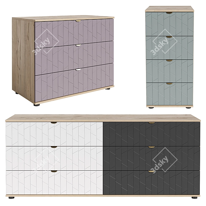 Monblan Angle Set of Dressers 3D model image 1