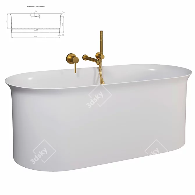 Luxury Modern Lusso Vasca Bath 3D model image 2