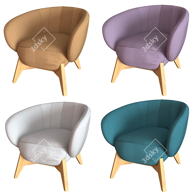 Tilar Textile Armchair, Sturdy Construction 3D model image 2