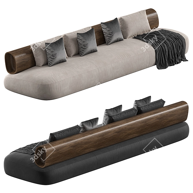 Bamboo-Infused Modern Sofa Model 3D model image 2