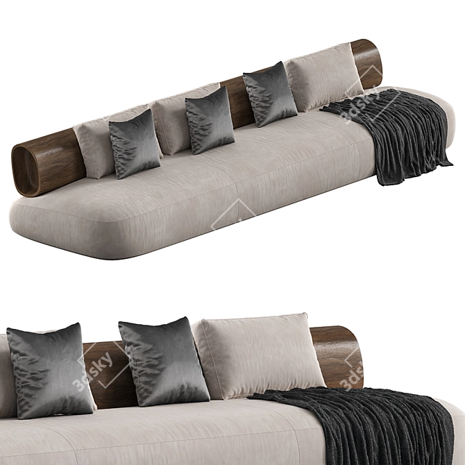 Bamboo-Infused Modern Sofa Model 3D model image 3