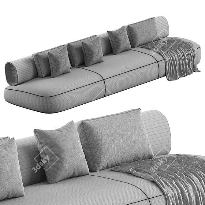 Bamboo-Infused Modern Sofa Model 3D model image 5