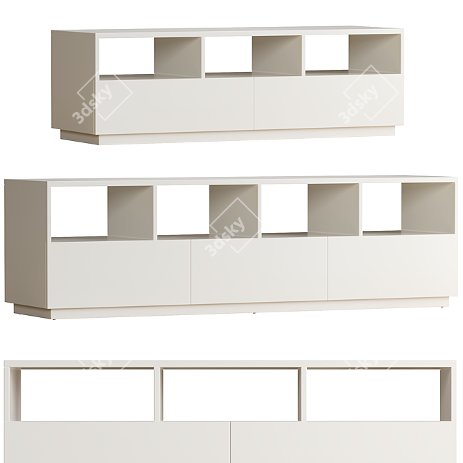 Modern White Media Console 2014 3D model image 1