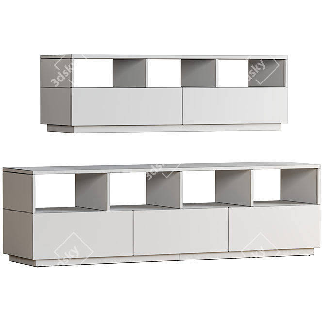 Modern White Media Console 2014 3D model image 2