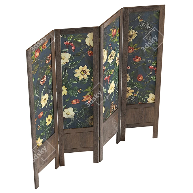 Large Floral Print Room Divider 3D model image 5