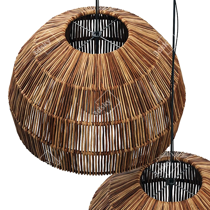 Wicker Lamp Model Bundle Technology 3D model image 4