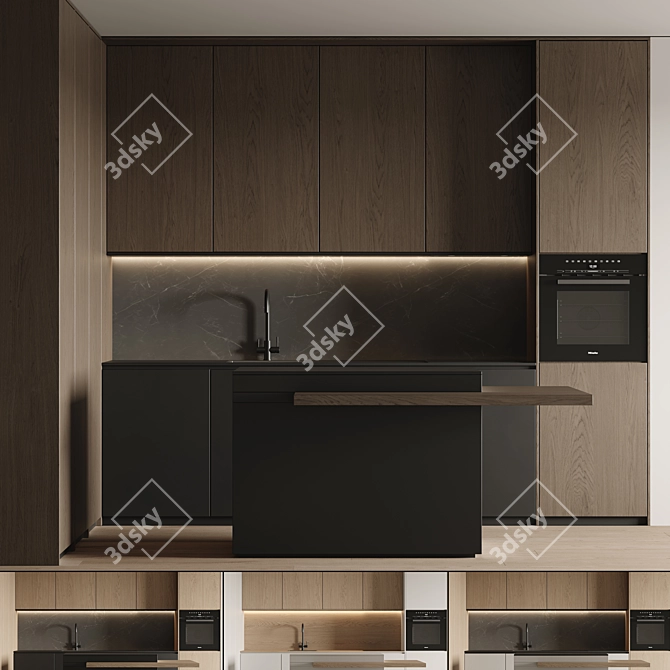  Modern Kitchen 3D Model 3D model image 1