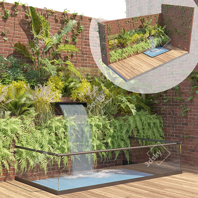 Outdoor Green Wall Garden Set 3D model image 1