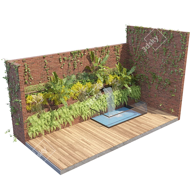 Outdoor Green Wall Garden Set 3D model image 3