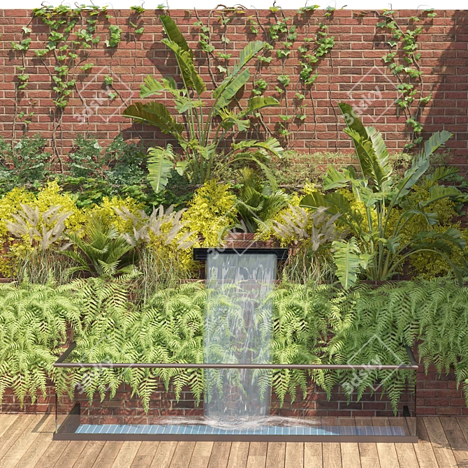 Outdoor Green Wall Garden Set 3D model image 4