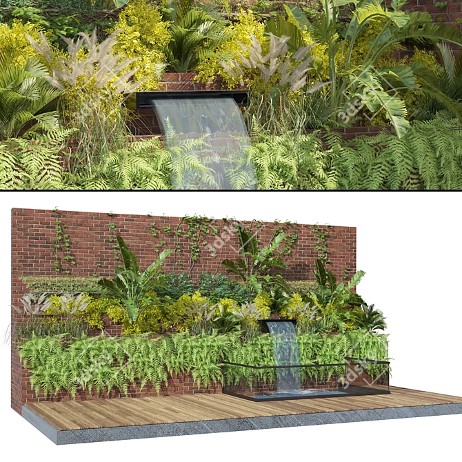 Outdoor Green Wall Garden Set 3D model image 6