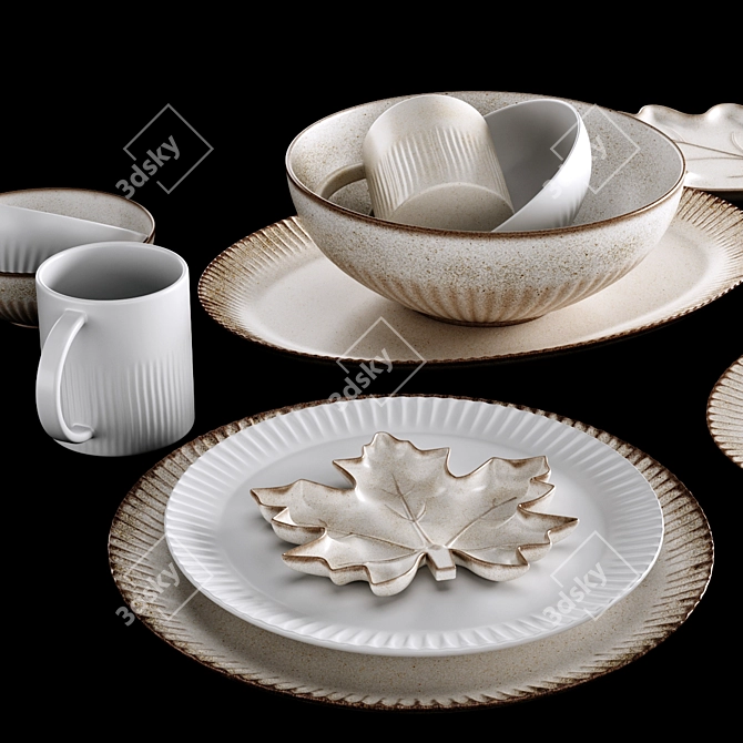 Rustic Ridge Stoneware Dining Set 3D model image 15