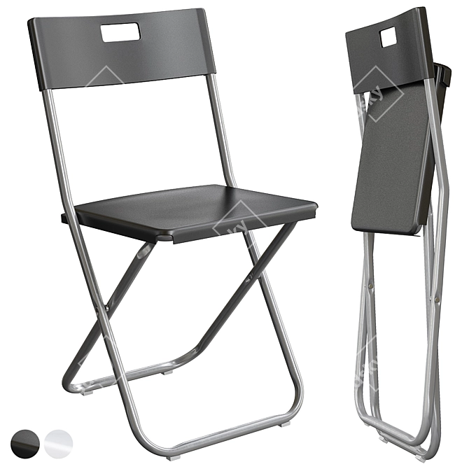 Compact Folding Chair Black Mesh 3D model image 1