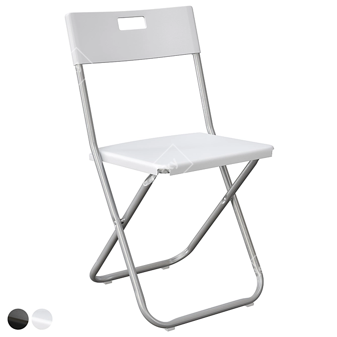 Compact Folding Chair Black Mesh 3D model image 2