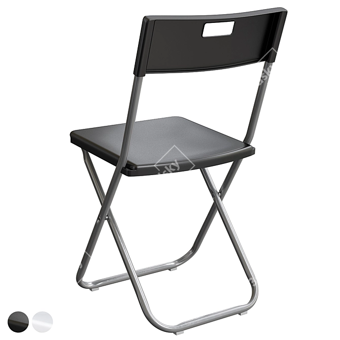 Compact Folding Chair Black Mesh 3D model image 3