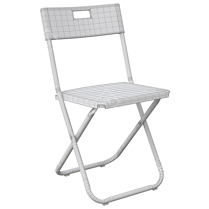 Compact Folding Chair Black Mesh 3D model image 6