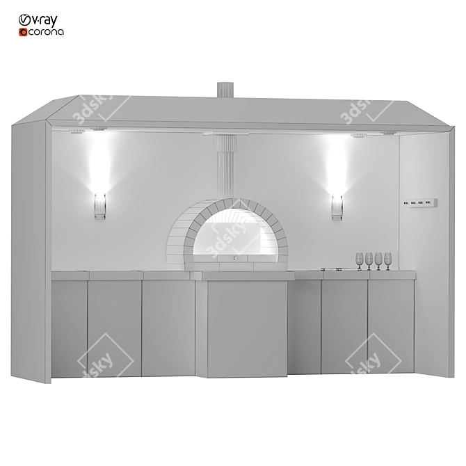 Modern Outdoor Kitchen 3D Model 3D model image 4