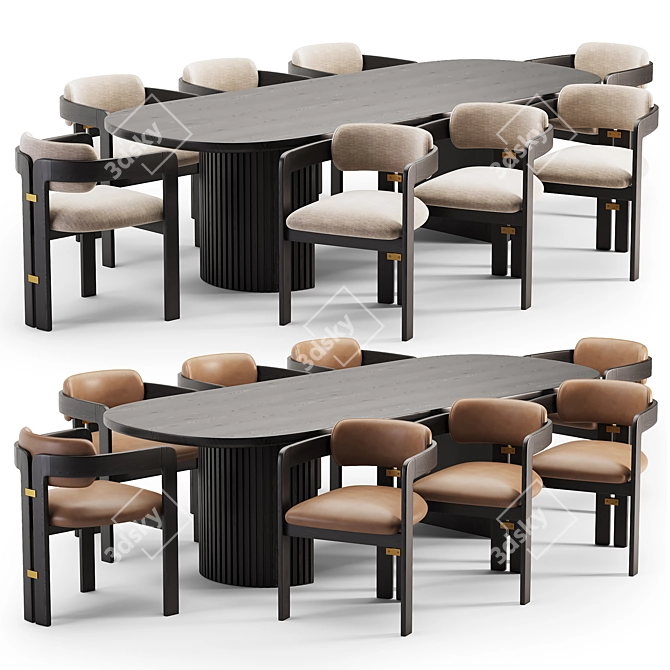  3D Dining Set for Corona Renderer 3D model image 1