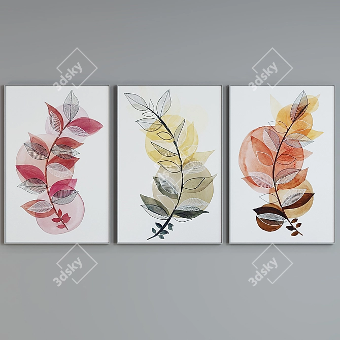 Modern Plant Themed Picture Frames 3D model image 3