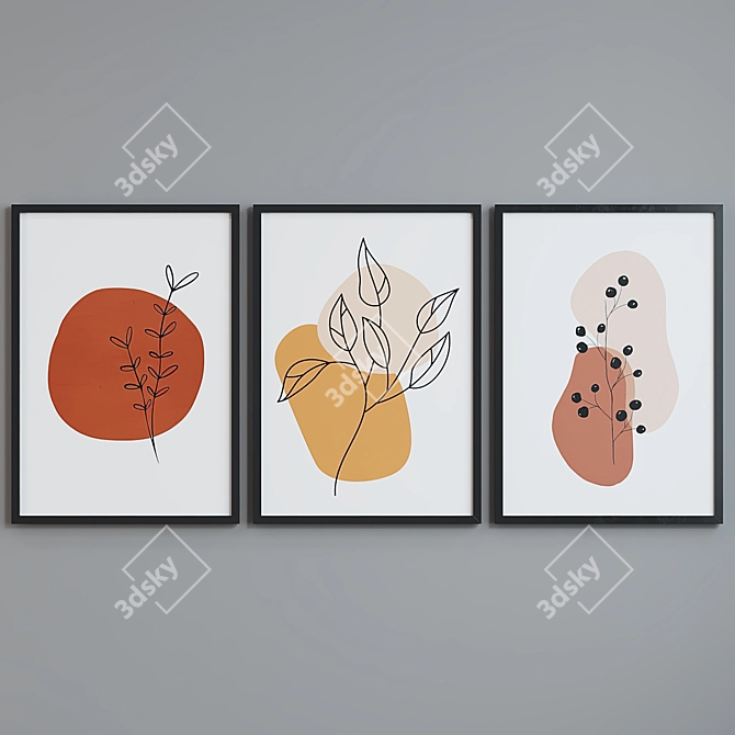 Modern Abstract Picture Frame Set 3D model image 2