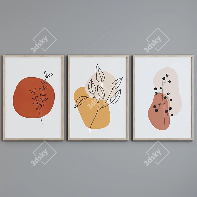 Modern Abstract Picture Frame Set 3D model image 3