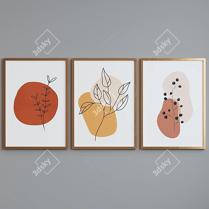 Modern Abstract Picture Frame Set 3D model image 4