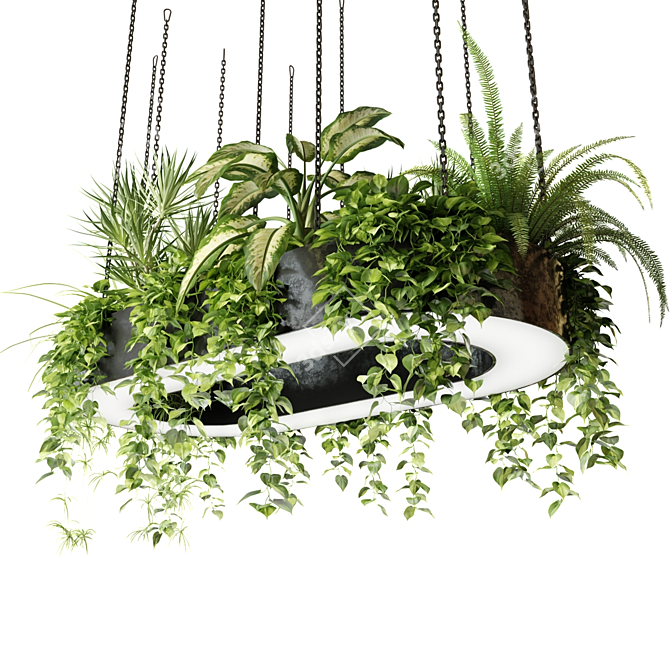 Ringed Planter Lamp with Plants 3D model image 1