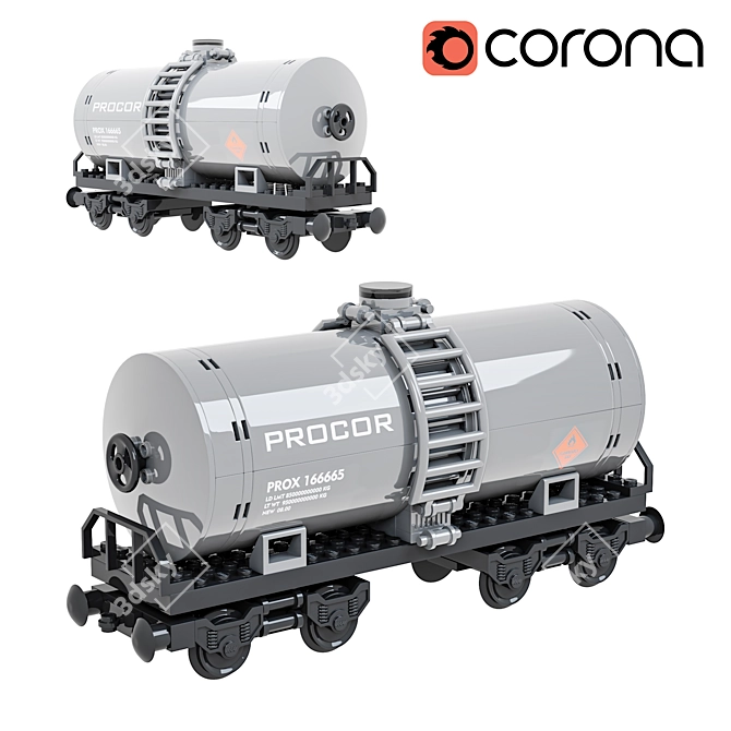 Corona-rendered Train Sisterna Lego 3D model image 1