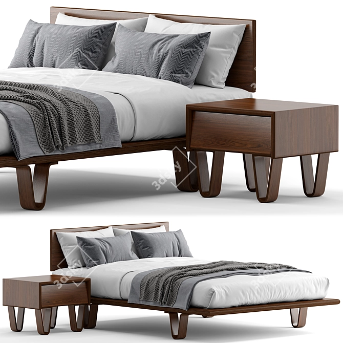 Modernica Bentwood Bed Set 3D model image 1